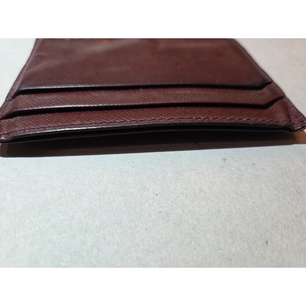 PRADA Saffiano Leather Card Case Brown Card Holder Unisex - Picture 8 of 9